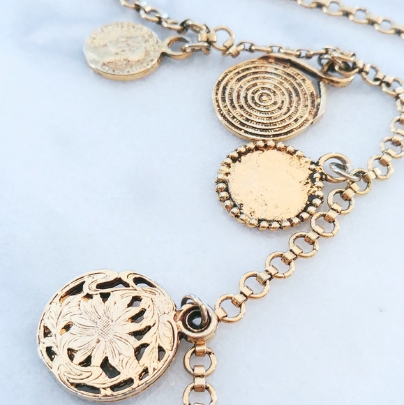 Vintage 70s YSL Gold Coin Medallion Necklace Lrg - Picture 4 of 13